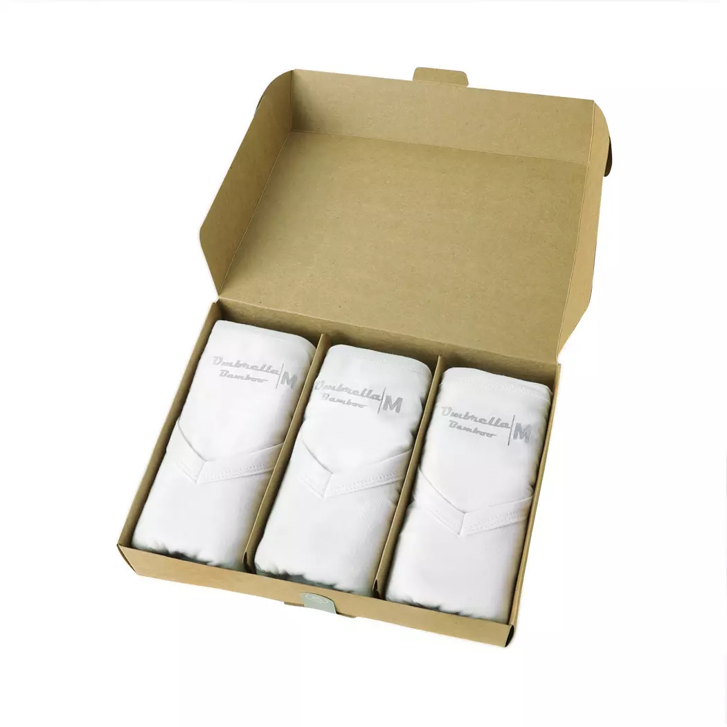3 Hvide Bambus T-Shirts i Pakning
