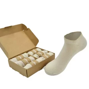 Beige Bambus Ankelstrømpe med Pakning